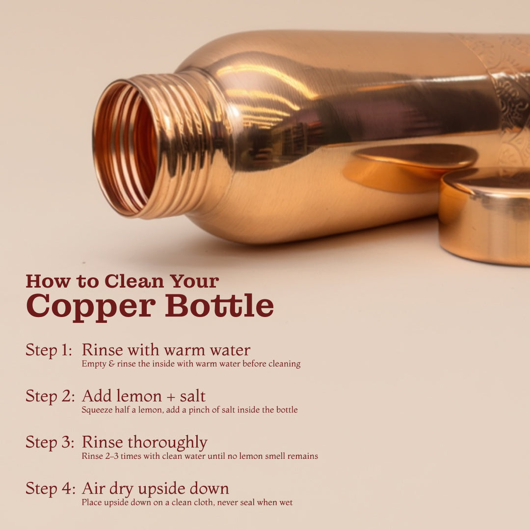 KasaCore Copper Engraved Mandala Water Bottle – 950ml
