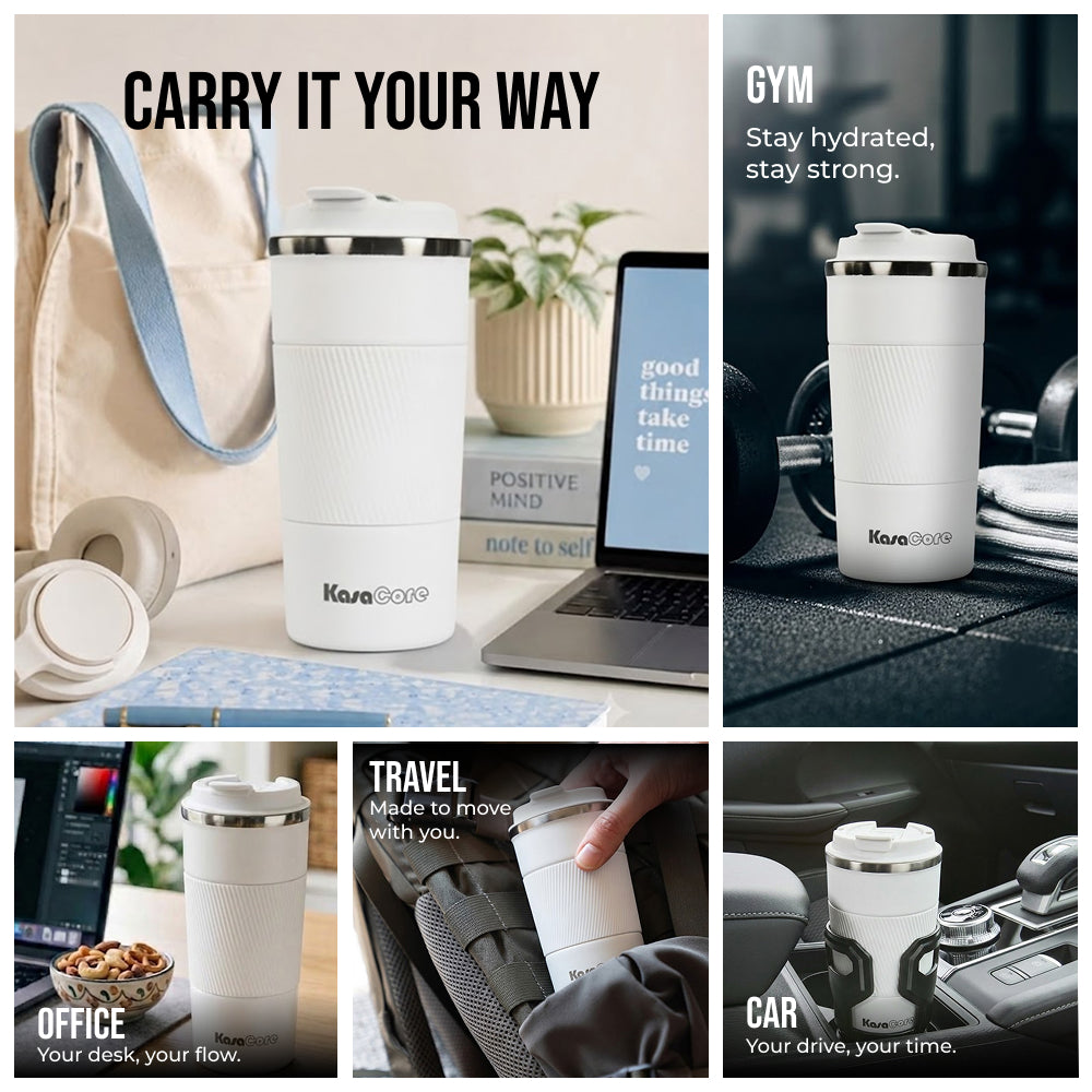 KasaCore 450ml Insulated Travel Coffee Mug with Grip