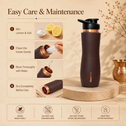 KasaCore Brown Matte Copper Sipper 750ml – Flip Top