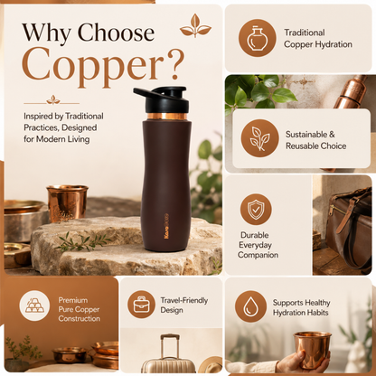 KasaCore Brown Matte Copper Sipper 750ml – Flip Top
