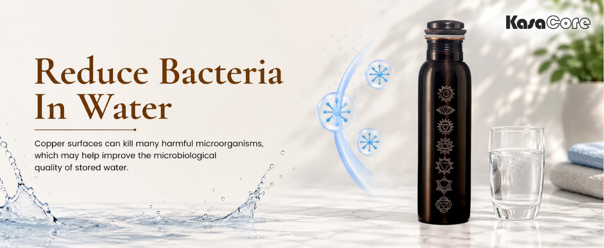 KasaCore 950ml Pure Copper Bottle | Antique Chakra Print detail 2