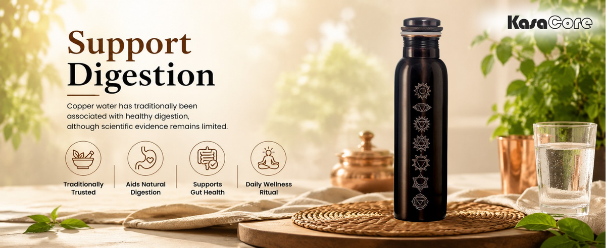 KasaCore 950ml Pure Copper Bottle | Antique Chakra Print detail 4
