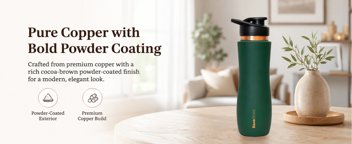 KasaCore Green Matte Copper Sipper 750ml – Flip Top detail 5