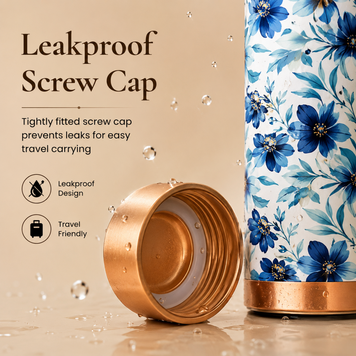 KasaCore Pure Copper Bottle 950ml – Leakproof