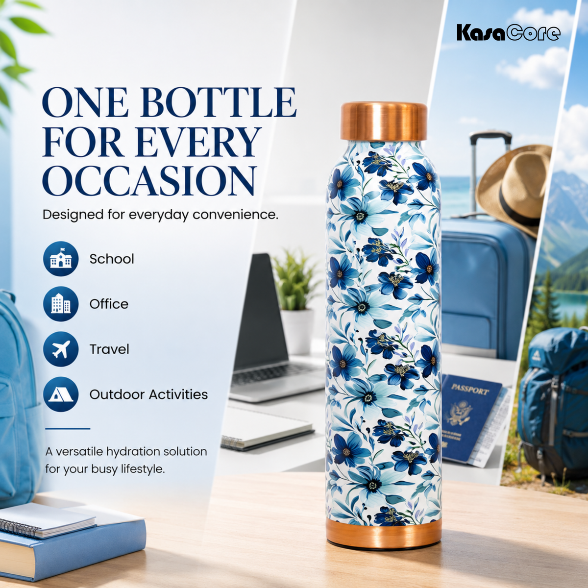 KasaCore Pure Copper Bottle 950ml – Leakproof