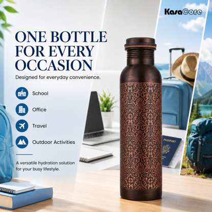 KasaCore Engraved Copper Bottle 950ml – Leakproof