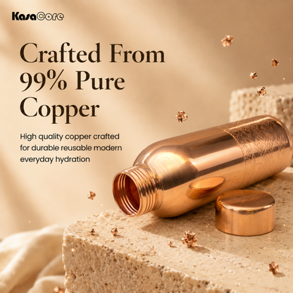 KasaCore Handcrafted Engraved Copper Bottle 950ml