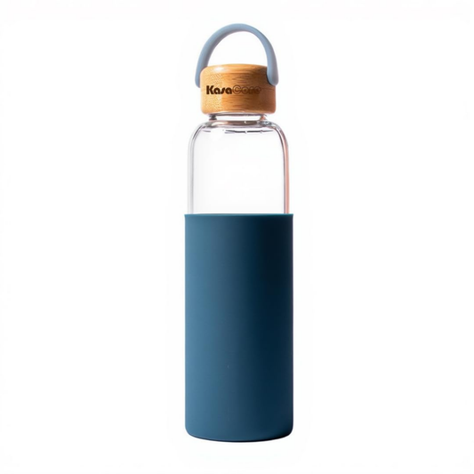 KasaCore Borosilicate Glass Bottle 500ml – Blue Sleeve