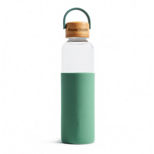 KasaCore Borosilicate Glass Bottle 500ml – Green Sleeve