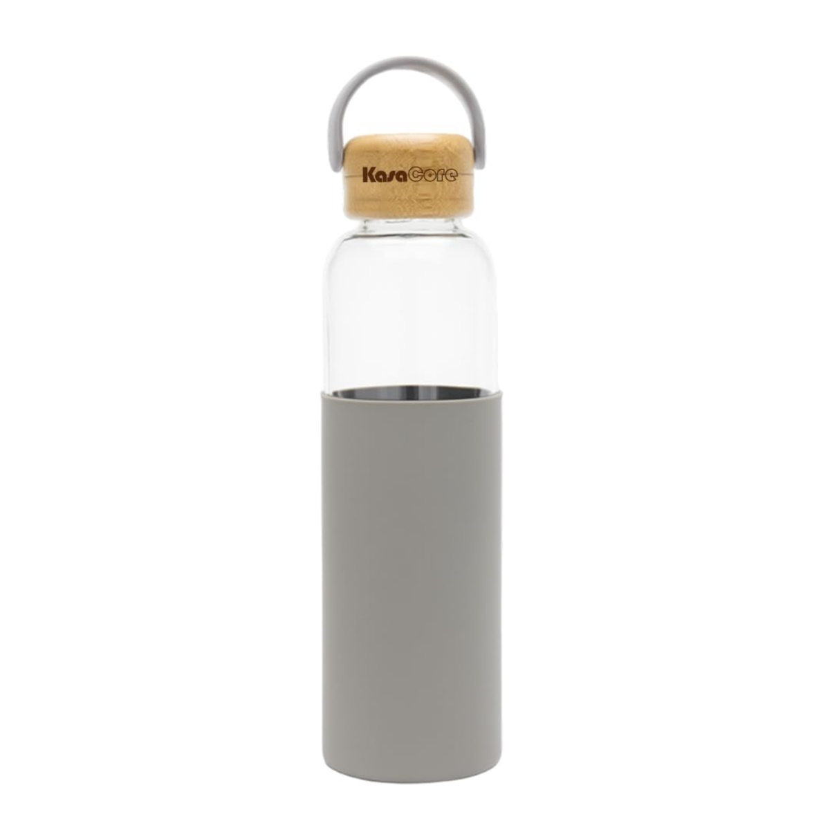 KasaCore Borosilicate Glass Bottle 500ml – Grey Sleeve