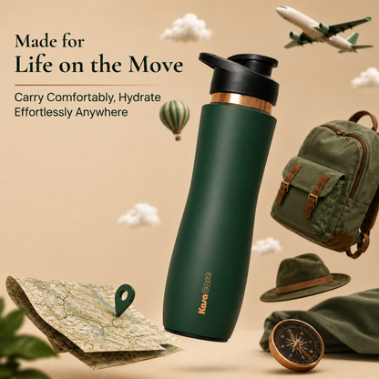 KasaCore Green Matte Copper Sipper 750ml – Flip Top