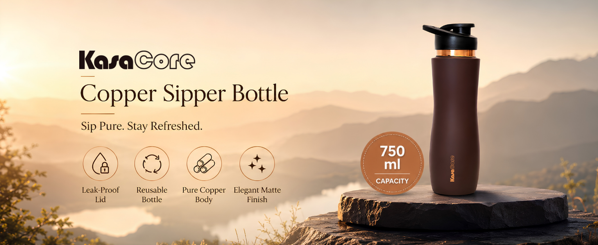 KasaCore Brown Matte Copper Sipper 750ml – Flip Top detail 1