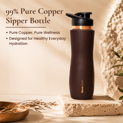 KasaCore Brown Matte Copper Sipper 750ml – Flip Top