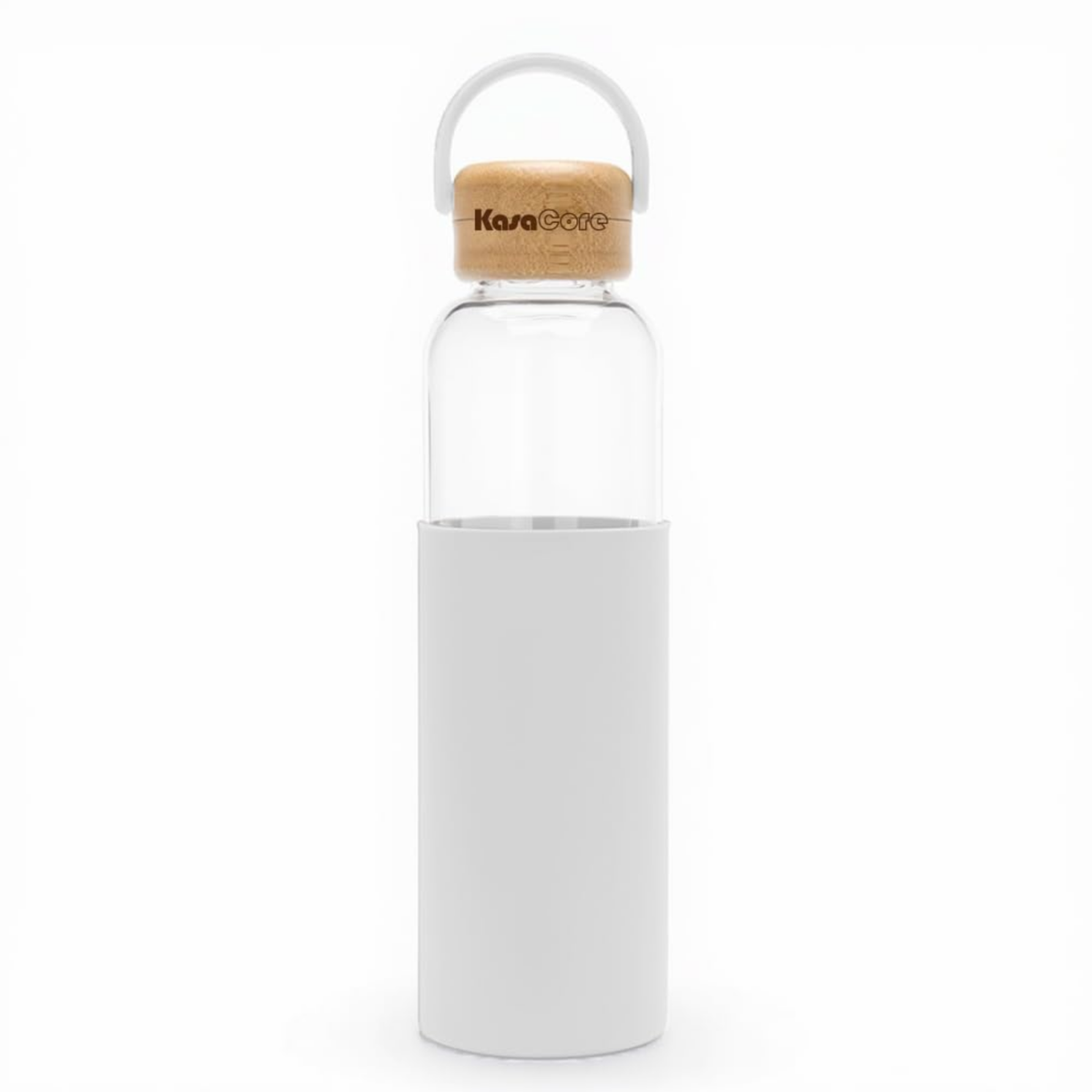KasaCore Borosilicate Glass Bottle 500ml – White Sleeve