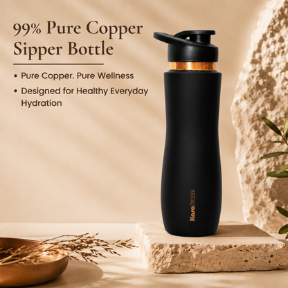 KasaCore Black Matte Copper Sipper 750ml – Flip Top