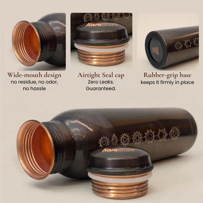 KasaCore 950ml Pure Copper Bottle | Antique Chakra Print