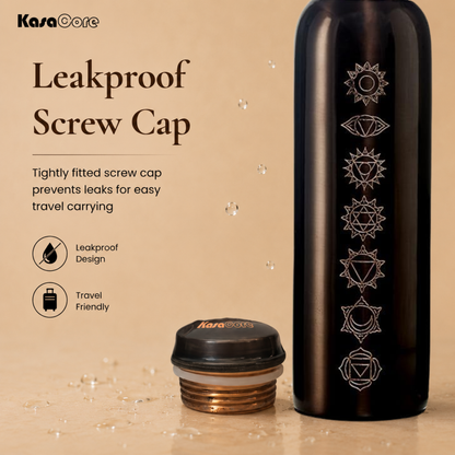 KasaCore 950ml Pure Copper Bottle | Antique Chakra Print