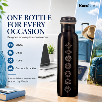 KasaCore 950ml Pure Copper Bottle | Antique Chakra Print