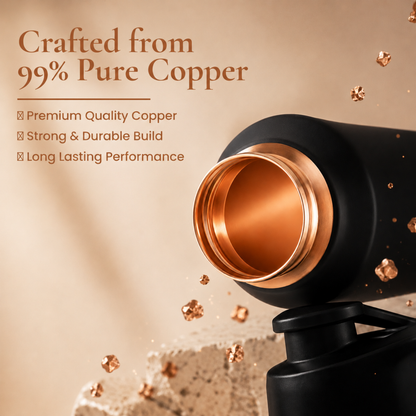KasaCore Black Matte Copper Sipper 750ml – Flip Top