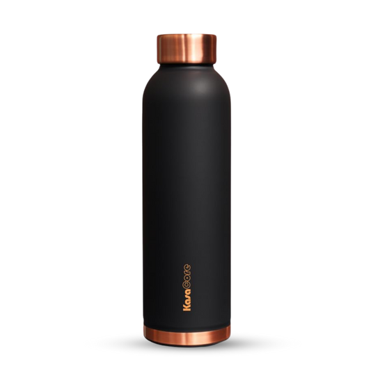 KasaCore 950ml Pure Copper Water Bottle – Leak-Proof Ayurvedic Copper Flask with Wide Mouth & Rubber Base for Gym, Office & Travel