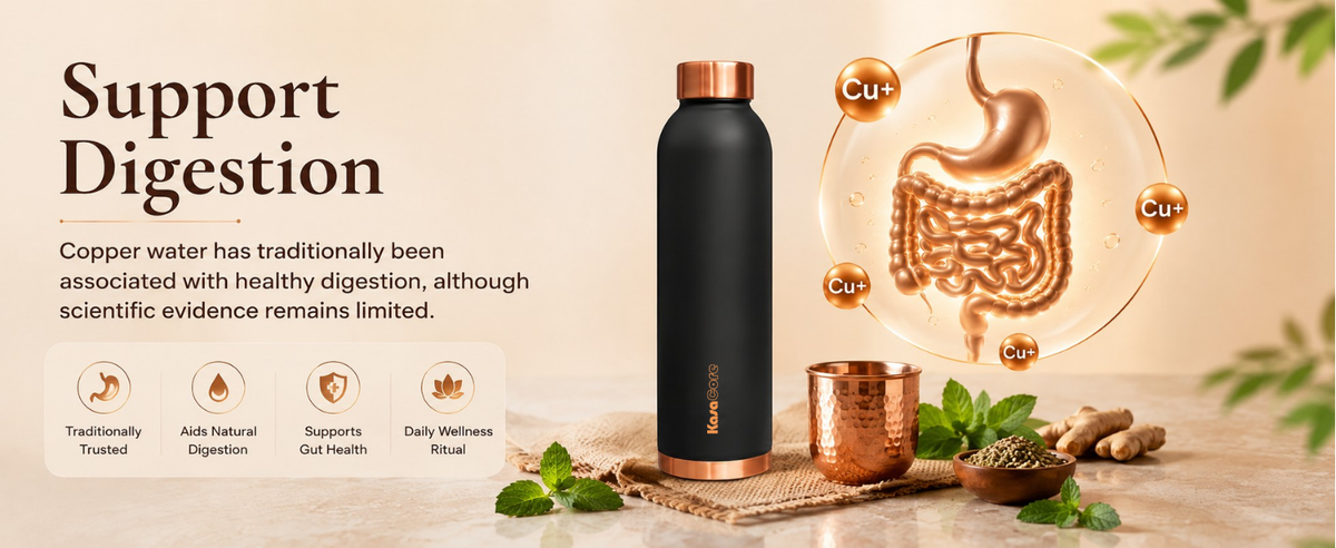 KasaCore 950ml Pure Copper Water Bottle – Leak-Proof Ayurvedic Copper Flask with Wide Mouth & Rubber Base for Gym, Office & Travel detail 4