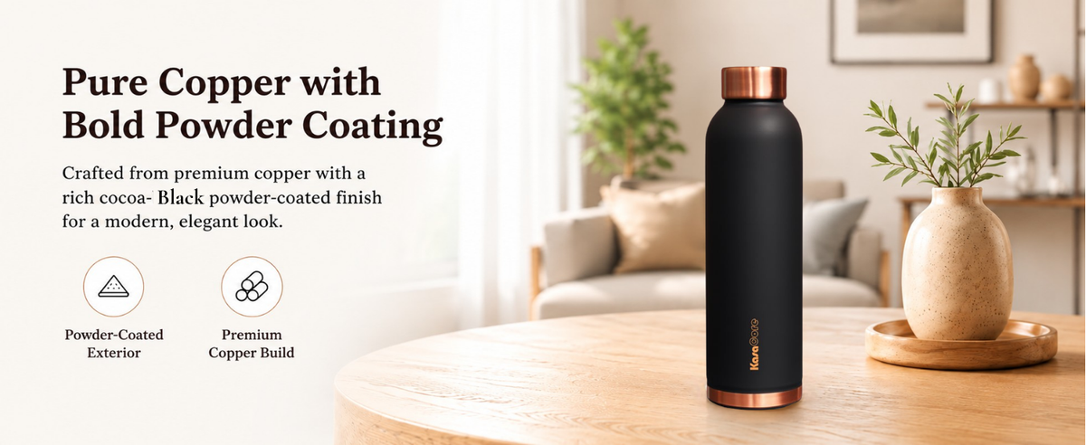 KasaCore 950ml Pure Copper Water Bottle – Leak-Proof Ayurvedic Copper Flask with Wide Mouth & Rubber Base for Gym, Office & Travel detail 5