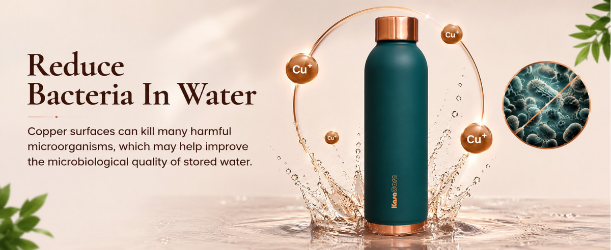 KasaCore 950ml Pure Copper Water Bottle – Leak-Proof Ayurvedic Copper Flask with Wide Mouth & Rubber Base for Gym, Office & Travel detail 2