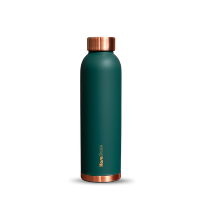 KasaCore 950ml Pure Copper Water Bottle – Leak-Proof Ayurvedic Copper Flask with Wide Mouth & Rubber Base for Gym, Office & Travel
