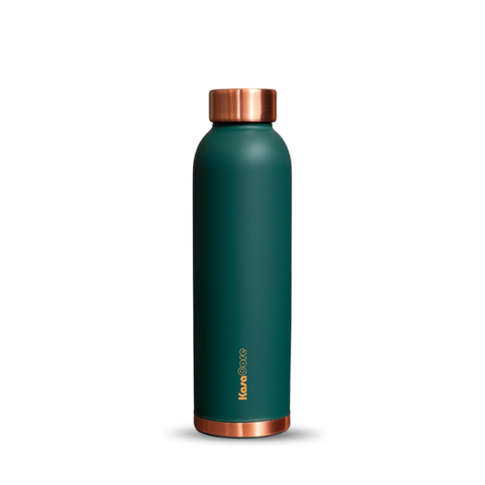KasaCore 950ml Pure Copper Water Bottle – Leak-Proof Ayurvedic Copper Flask with Wide Mouth & Rubber Base for Gym, Office & Travel