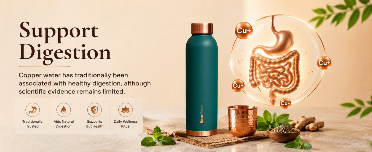 KasaCore 950ml Pure Copper Water Bottle – Leak-Proof Ayurvedic Copper Flask with Wide Mouth & Rubber Base for Gym, Office & Travel detail 4