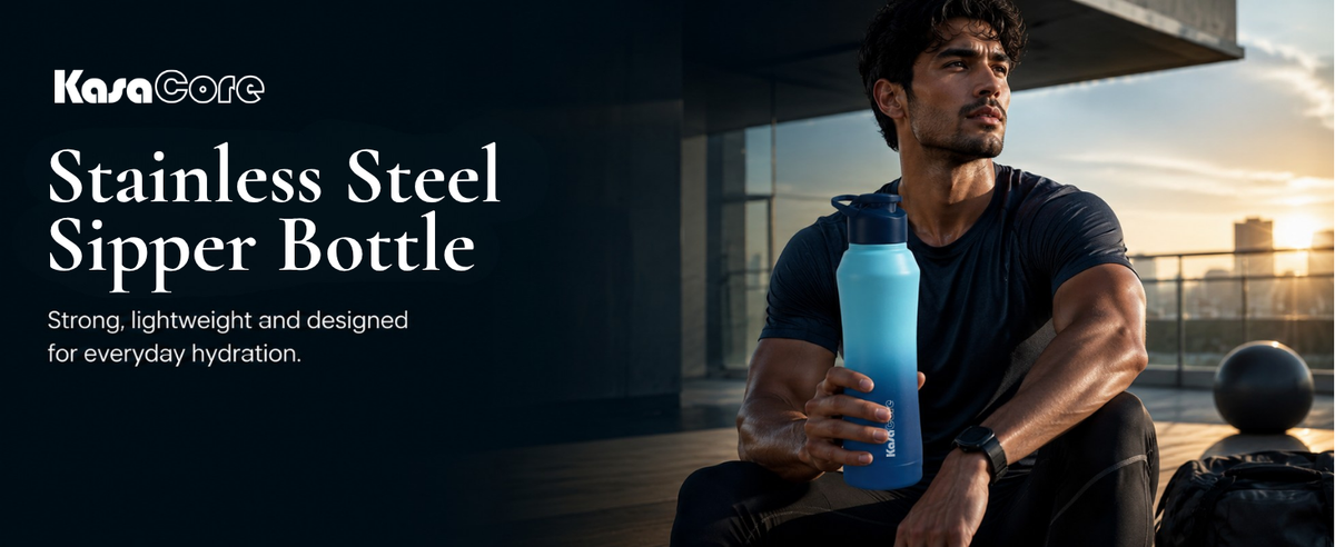 KasaCore 1L Stainless Steel Sipper Bottle for Gym & Work detail 1