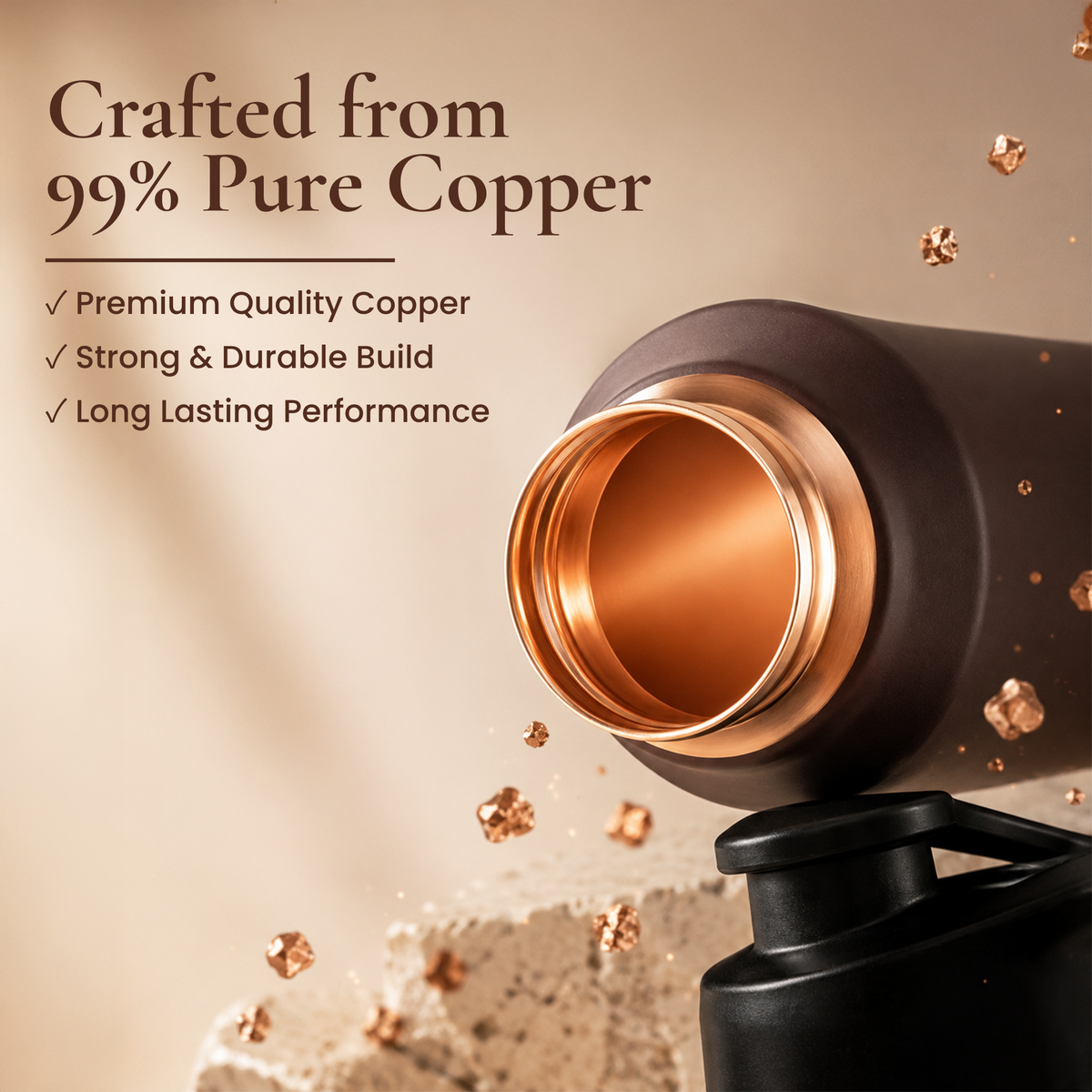 KasaCore Brown Matte Copper Sipper 750ml – Flip Top