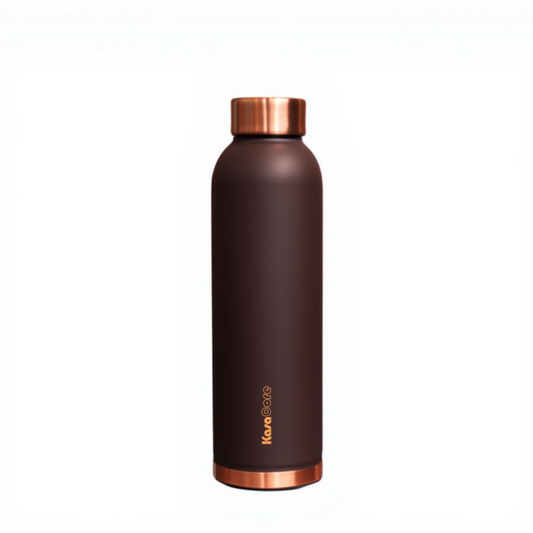 KasaCore 950ml Pure Copper Water Bottle – Leak-Proof Ayurvedic Copper Flask with Wide Mouth & Rubber Base for Gym, Office & Travel