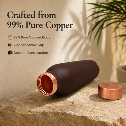 KasaCore 950ml Pure Copper Water Bottle – Leak-Proof Ayurvedic Copper Flask with Wide Mouth & Rubber Base for Gym, Office & Travel