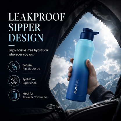 KasaCore 1L Stainless Steel Sipper Bottle for Gym & Work