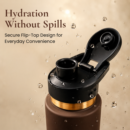 KasaCore Brown Matte Copper Sipper 750ml – Flip Top