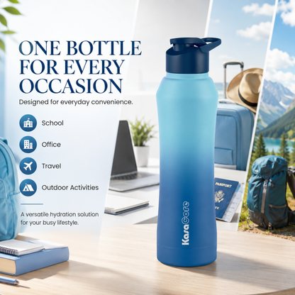 KasaCore 1L Stainless Steel Sipper Bottle for Gym & Work