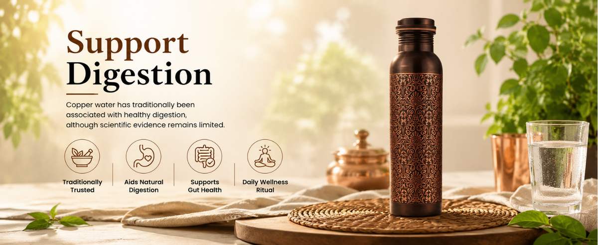KasaCore Engraved Copper Bottle 950ml – Leakproof detail 2