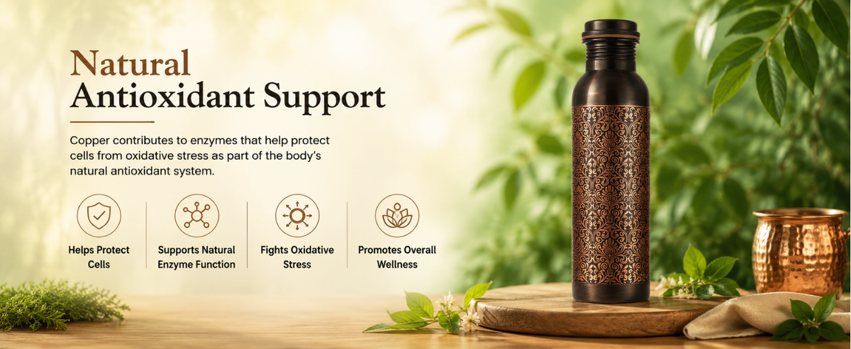 KasaCore Engraved Copper Bottle 950ml – Leakproof detail 5