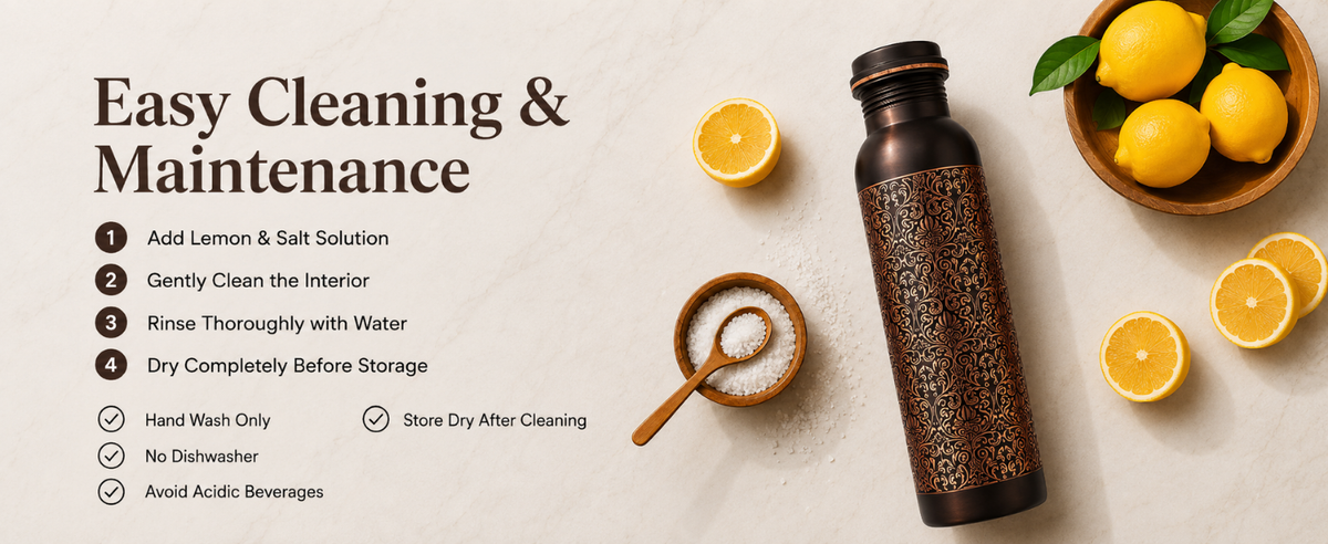 KasaCore Engraved Copper Bottle 950ml – Leakproof detail 6