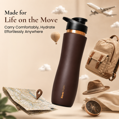 KasaCore Brown Matte Copper Sipper 750ml – Flip Top