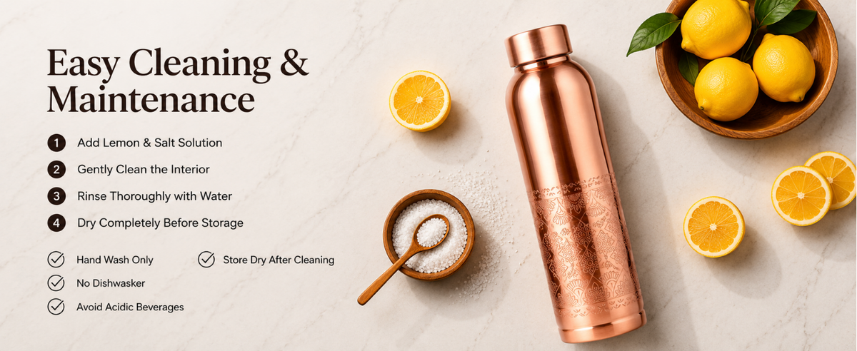 KasaCore Handcrafted Engraved Copper Bottle 950ml detail 6