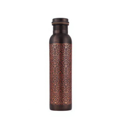 KasaCore Black Copper Engraved Mandala Water Bottle – 950ml