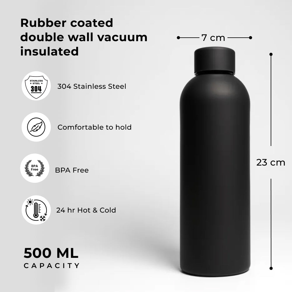Rubber Coated Insulated Water Bottle 500ml