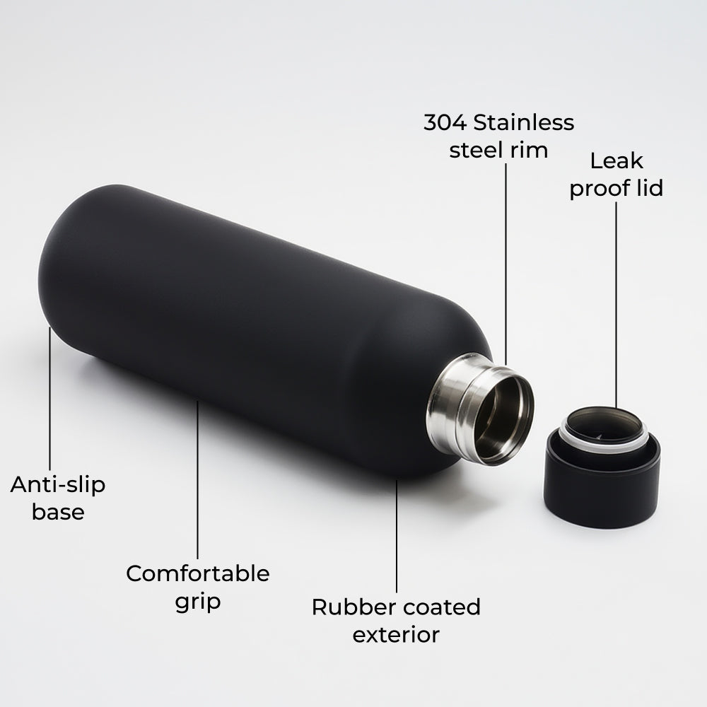Rubber Coated Insulated Water Bottle 500ml