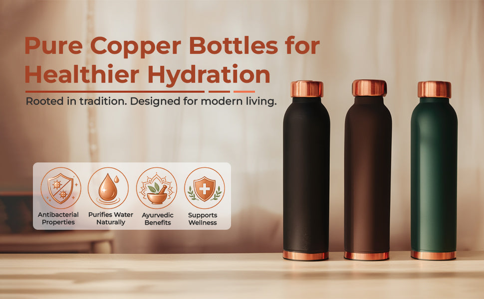 KasaCore Copper Water Bottle – 950ml detail 1
