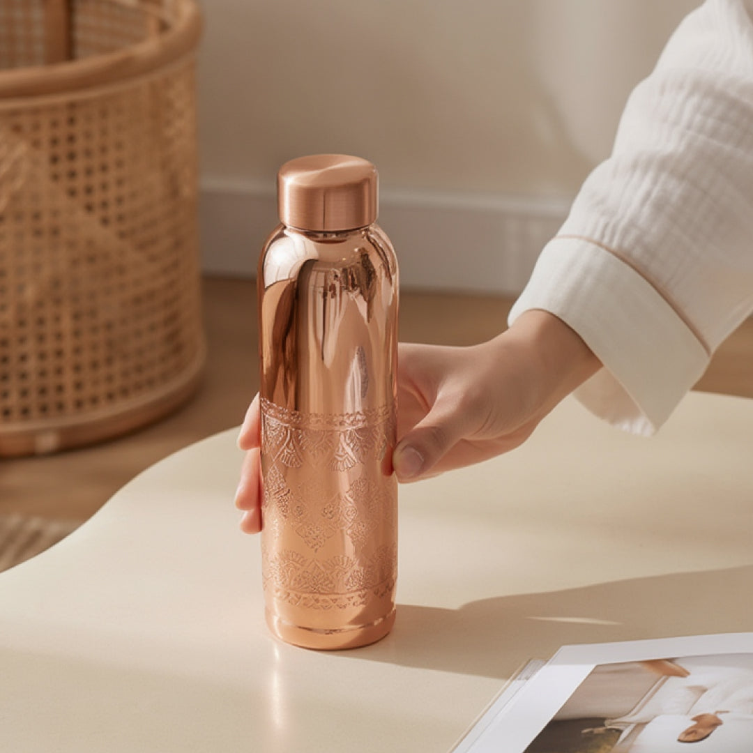 KasaCore Copper Engraved Mandala Water Bottle – 950ml