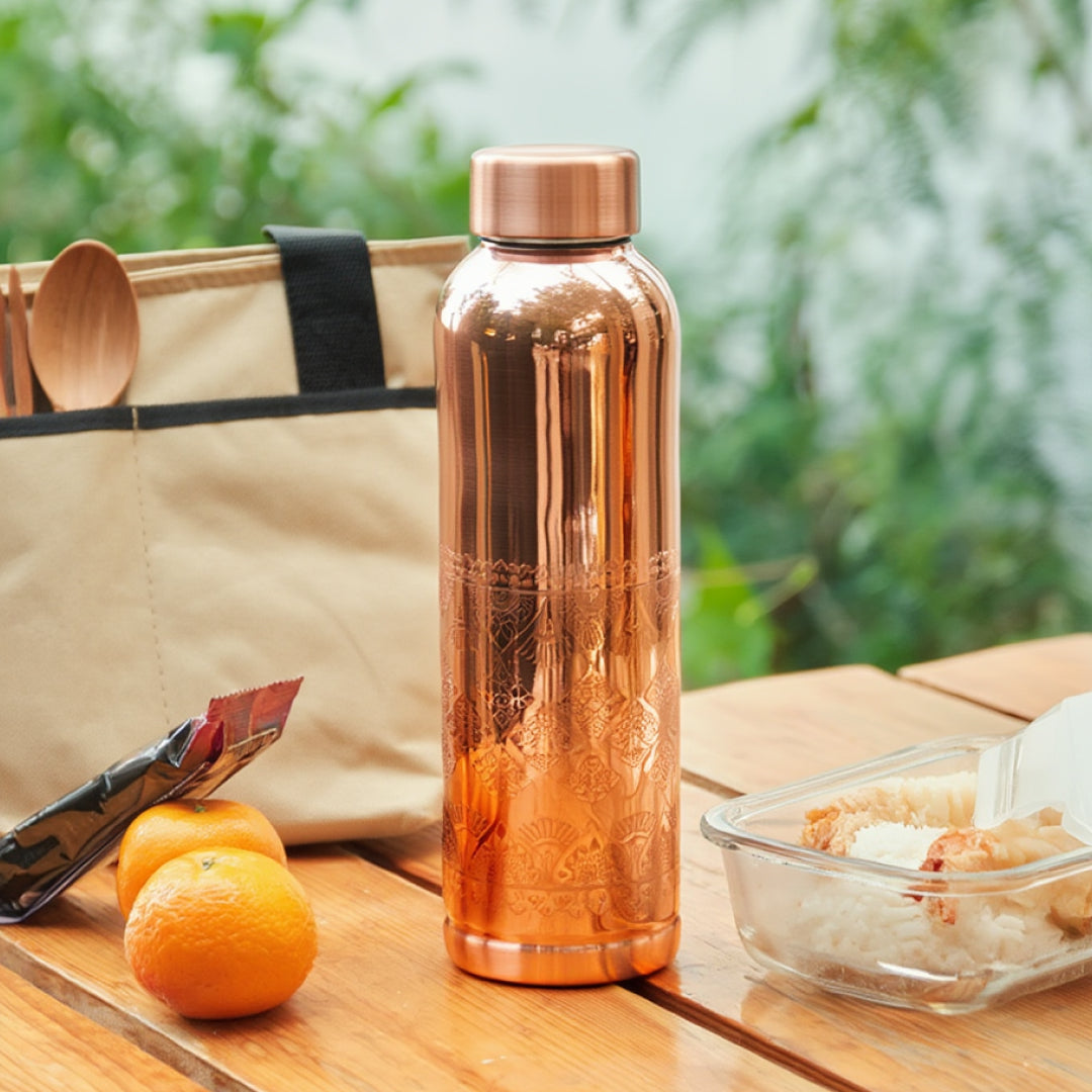 KasaCore Copper Engraved Mandala Water Bottle – 950ml