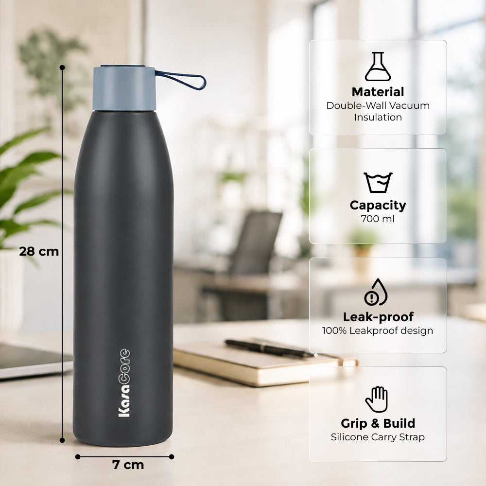 KasaCore Double Wall Steel Bottle – 24h Cold & Hot Flask