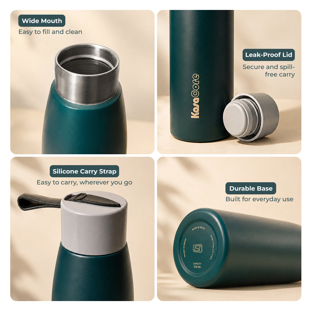 KasaCore Double Wall Steel Bottle – 24h Cold & Hot Flask